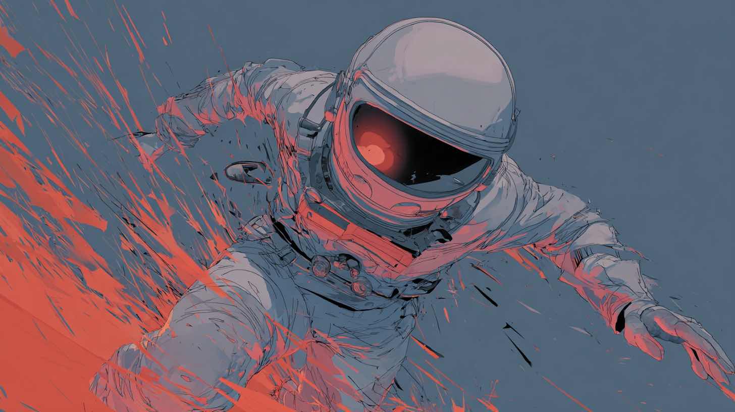 An astronaut breaking through the digital horizon